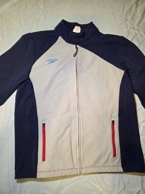 Speedo Navy and Light Gray Zip-Up Jacket with Red Accents